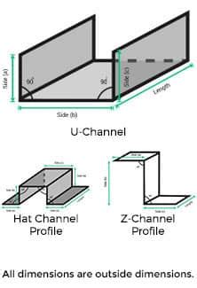 sheet metal u channel|u channel steel standard sizes.